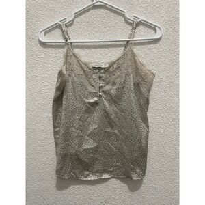 Abercrombie & Fitch XS Cami Tank Top Lace Trim Animal Print Button Front‎